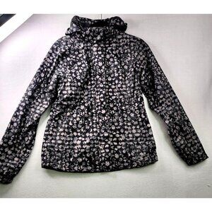 Eddie Bauer Camo Hooded Rain Jacket XS Black Grey Casual Gorpcore Hiking Layers